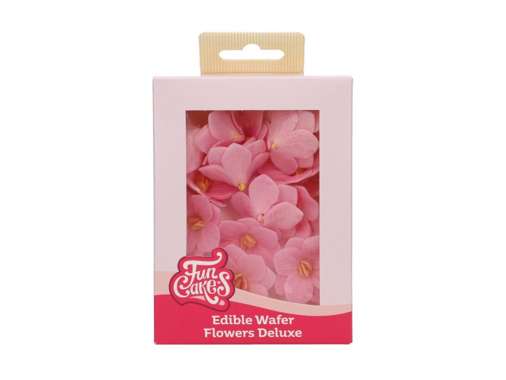 Edible Wafer Flowers Deluxe - FunCakes - pink hydrangea, 18 pc