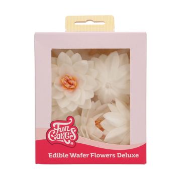 Edible Wafer Flowers Deluxe - FunCakes - white lotus, 10 pc