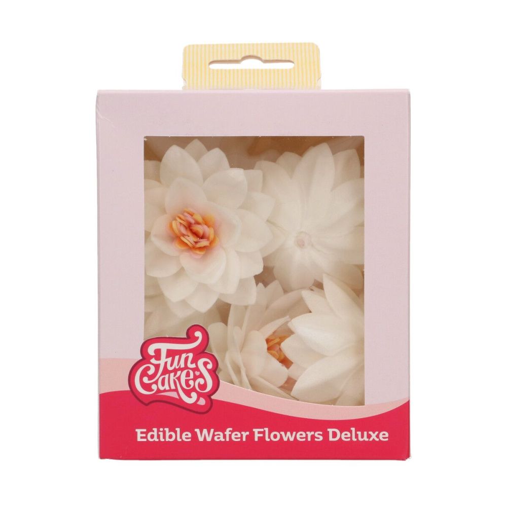 Edible Wafer Flowers Deluxe - FunCakes - white lotus, 10 pc