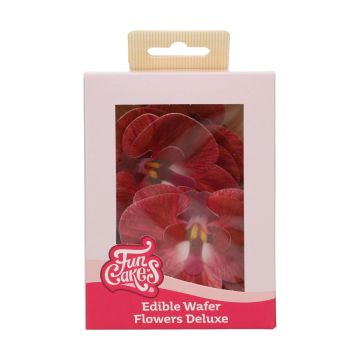 Edible Wafer Flowers Deluxe - FunCakes - red orchid, 10 pcs