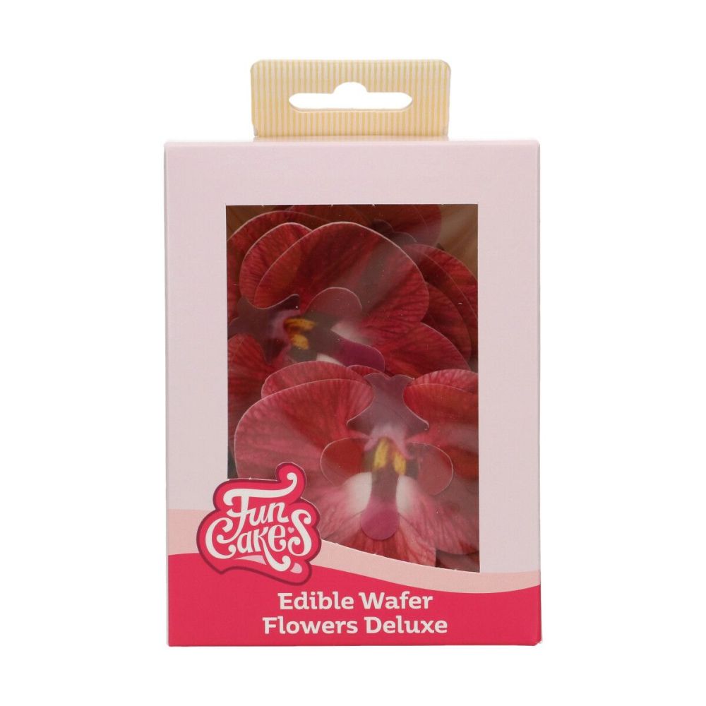 Edible Wafer Flowers Deluxe - FunCakes - red orchid, 10 pcs