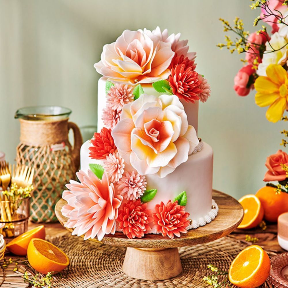 Edible Wafer Flowers Deluxe - FunCakes - Pink Roses, 15 pcs