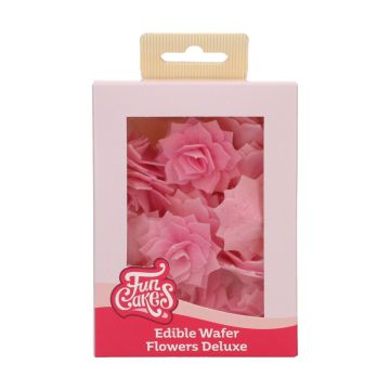 Edible Wafer Flowers Deluxe - FunCakes - Pink Roses, 15 pcs