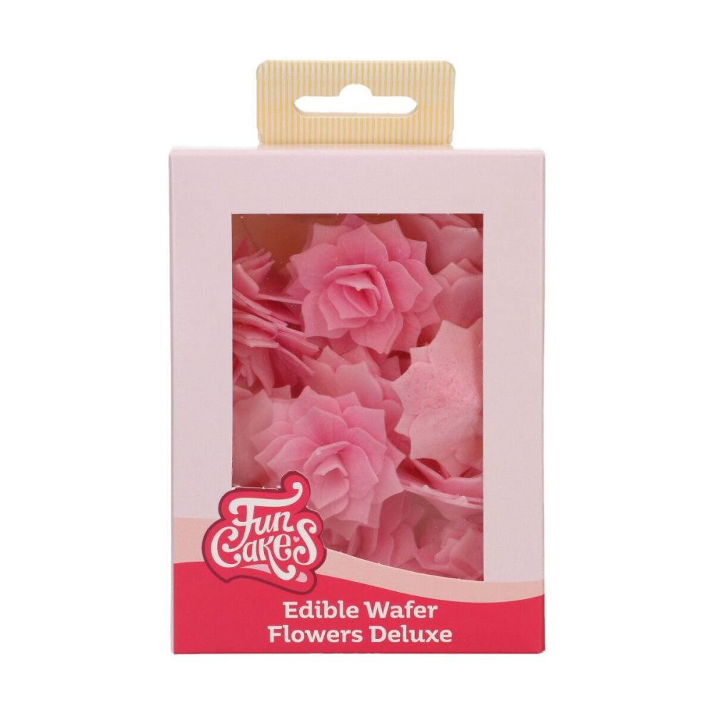Edible Wafer Flowers Deluxe - FunCakes - Pink Roses, 15 pcs