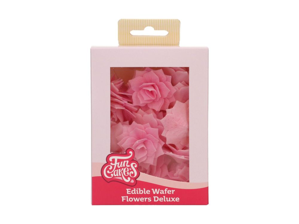Edible Wafer Flowers Deluxe - FunCakes - Pink Roses, 15 pcs