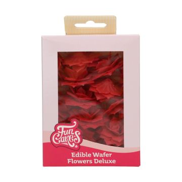 Edible Wafer Flowers Deluxe - FunCakes - Red Roses, 15 pcs