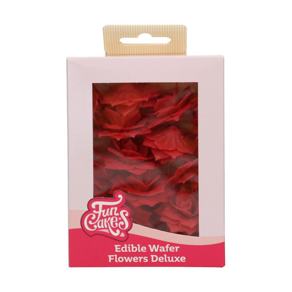 Edible Wafer Flowers Deluxe - FunCakes - Red Roses, 15 pcs