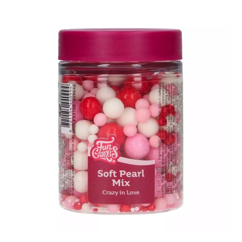 Posypka cukrowa Soft Pearls - FunCakes - Crazy in Love, 80 g