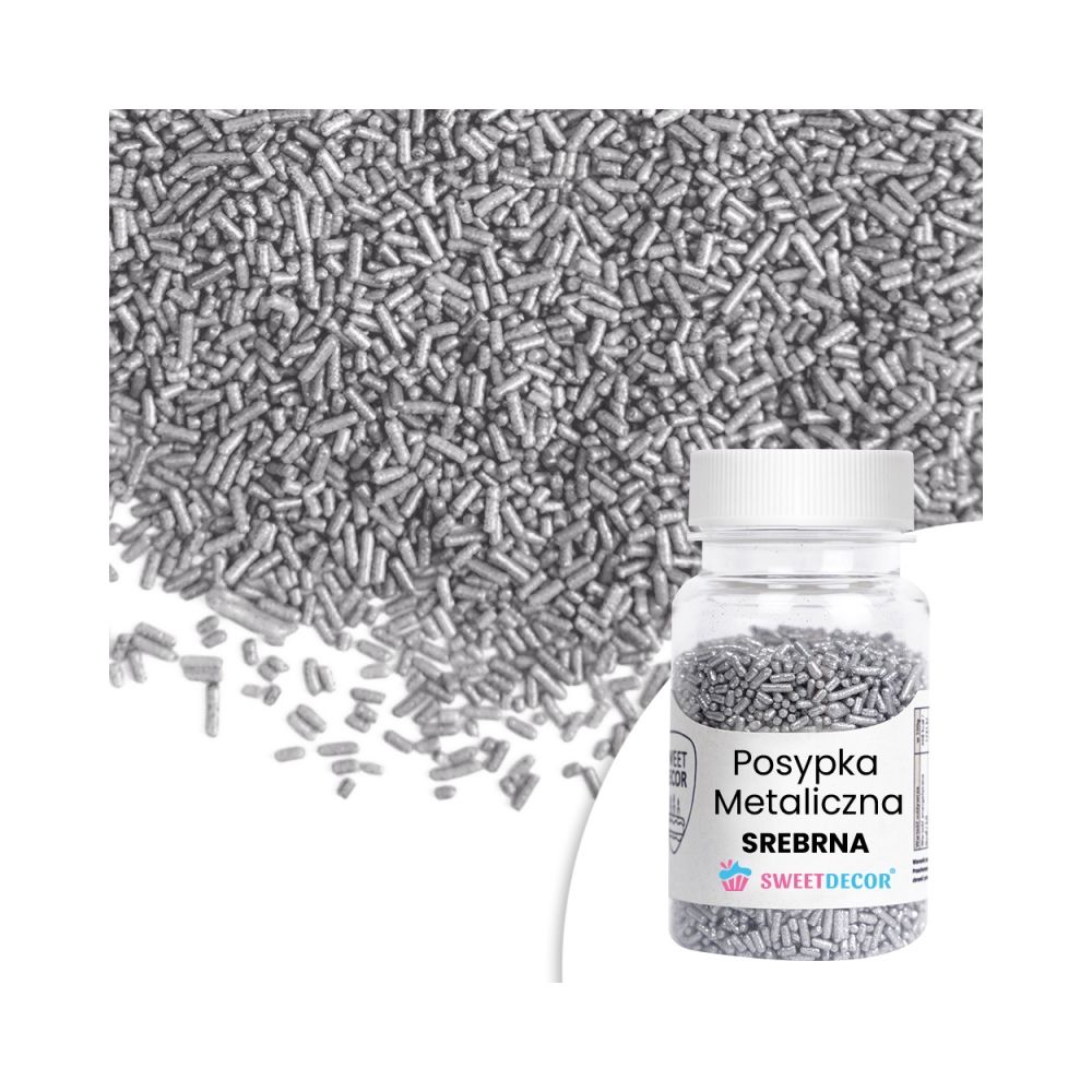 Posypka cukrowa - perłowa, srebrna, 40 g