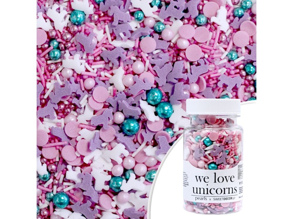 Sugar sprinkles - unicorns, mix, 70 g