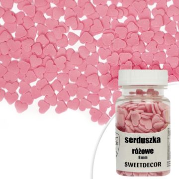 Sugar sprinkles - hearts, pink, 30 g