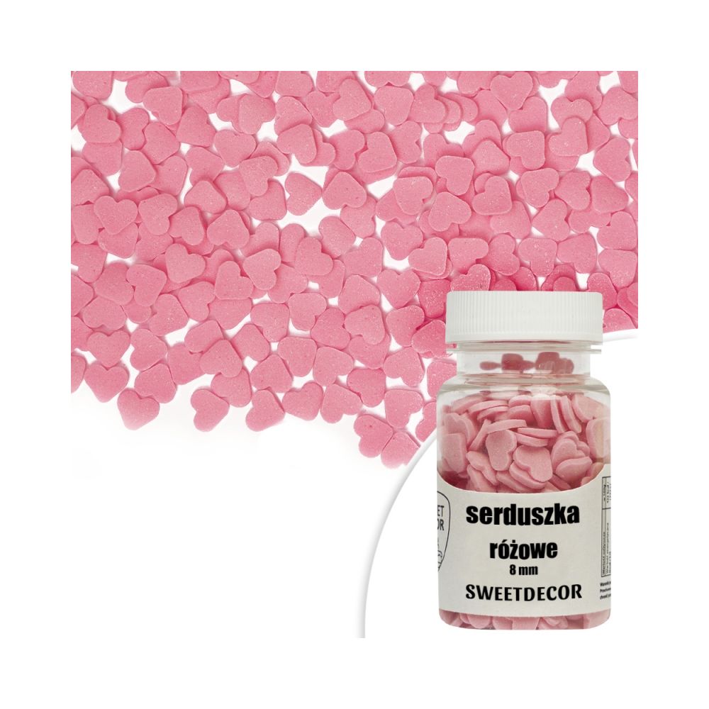 Sugar sprinkles - hearts, pink, 30 g