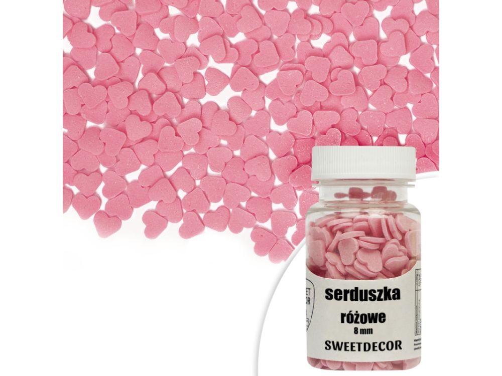 Sugar sprinkles - hearts, pink, 30 g
