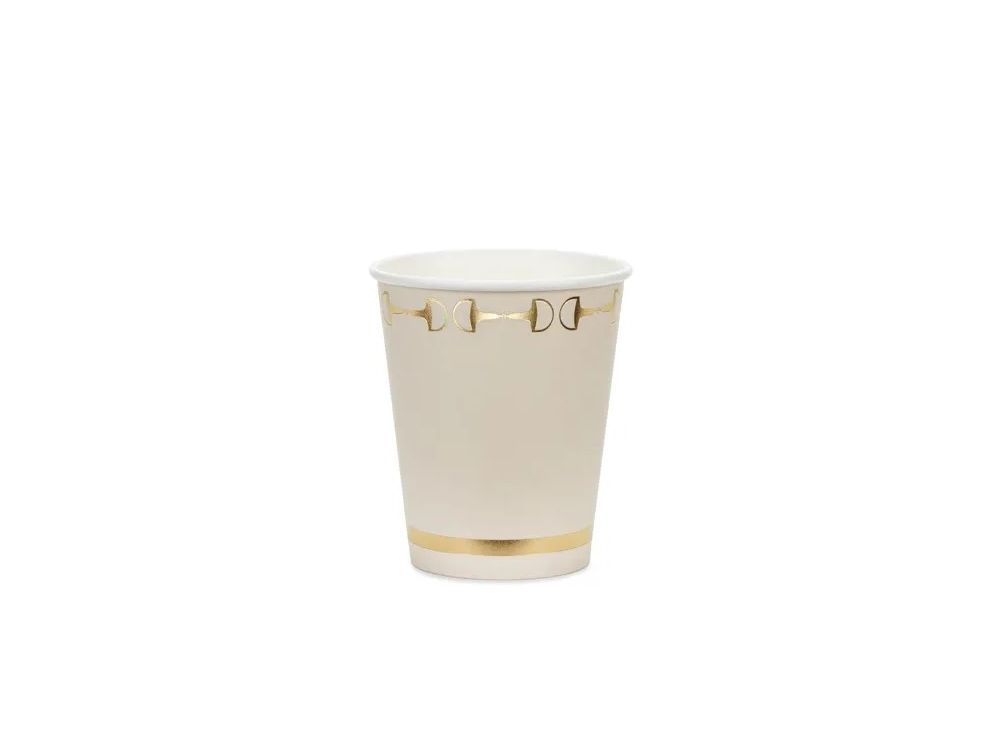 Paper cups Stirrups - PartyDeco - beige, 220 ml, 6 pcs