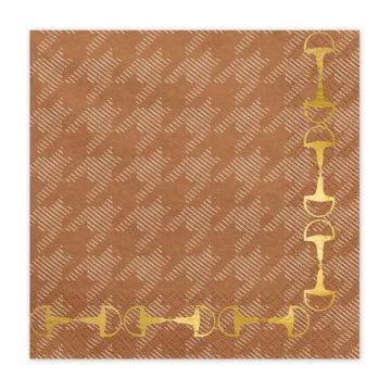 Paper napkins  - PartyDeco - brown, 16.5 cm, 12 pcs