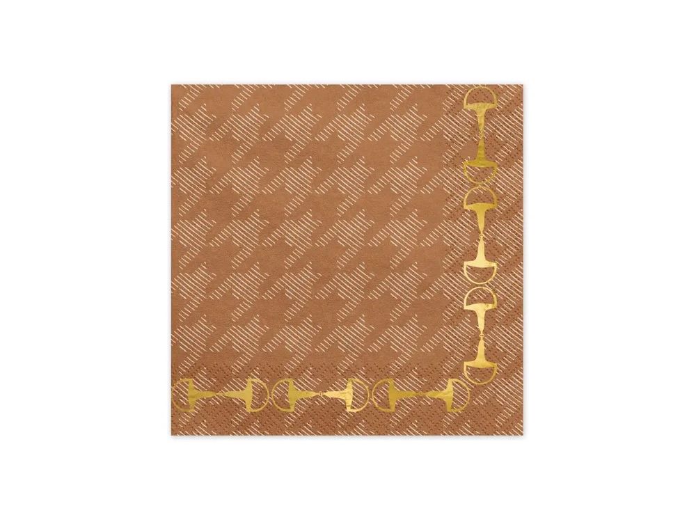 Paper napkins  - PartyDeco - brown, 16.5 cm, 12 pcs