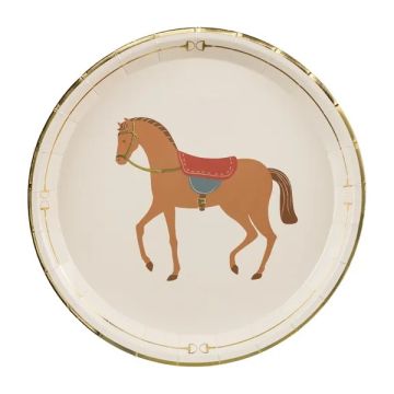 Paper plates Horse - PartyDeco - beige, 23 cm, 6 pcs