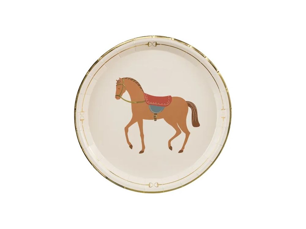 Paper plates Horse - PartyDeco - beige, 23 cm, 6 pcs