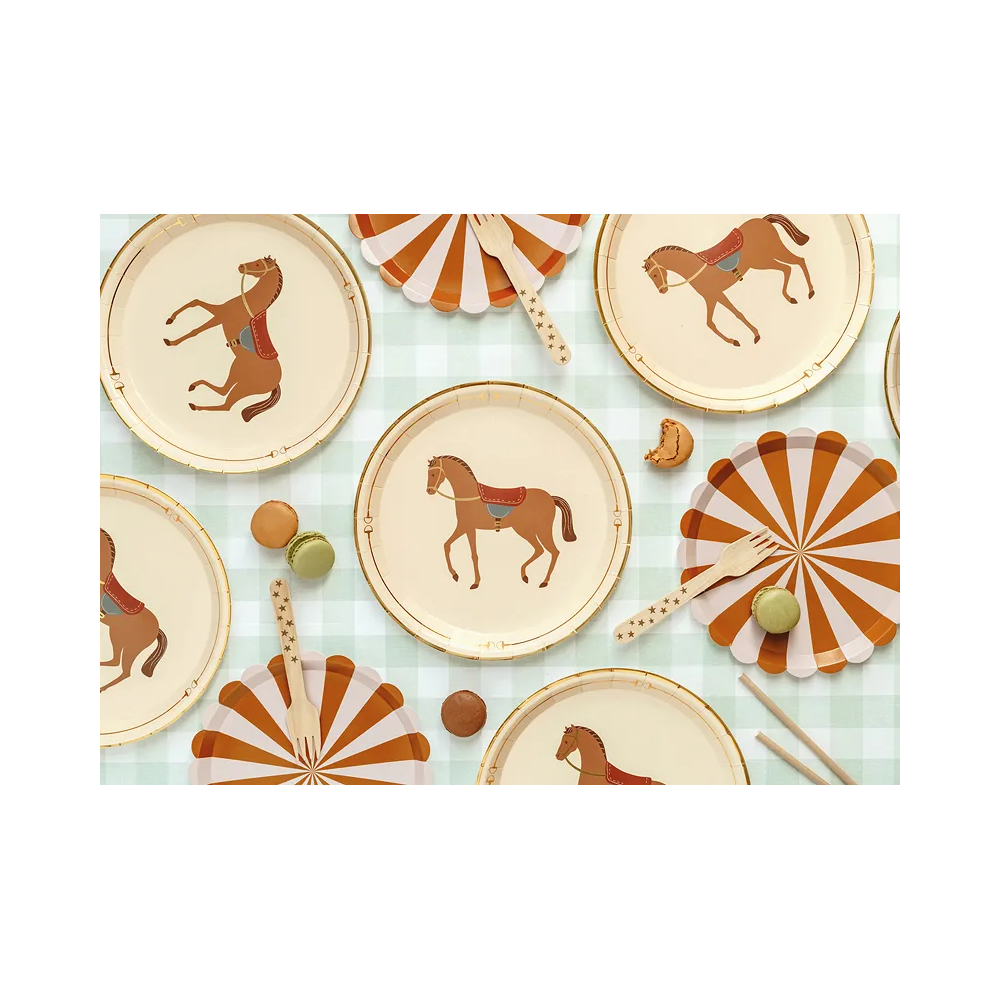 Paper plates Horse - PartyDeco - beige, 23 cm, 6 pcs