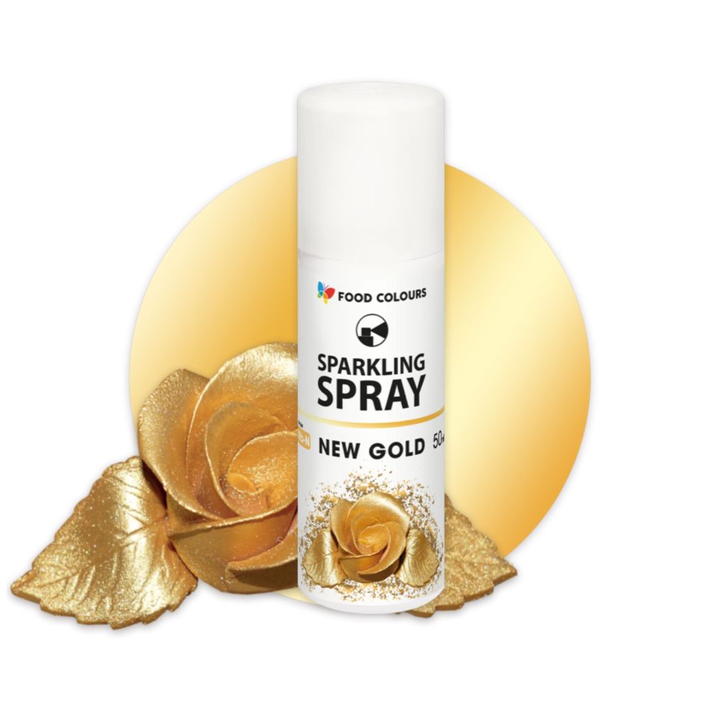 Barwnik metaliczny w sprayu - Food Colours - złoty, 50 ml