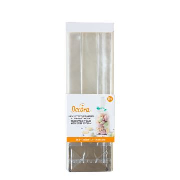 Transparent bags with stiff bottom - Decora - 8 x 28 cm, 10 pcs