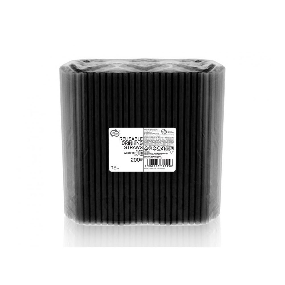 Reusable drinking straws - GoDan - black, 200 pcs