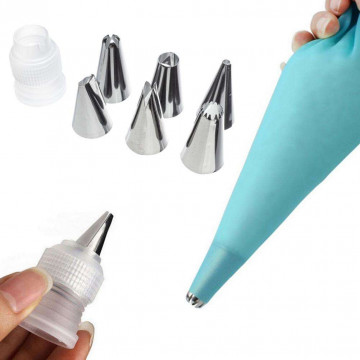 Set of decoration tips with a confectionery sleeve - 8 pcs.