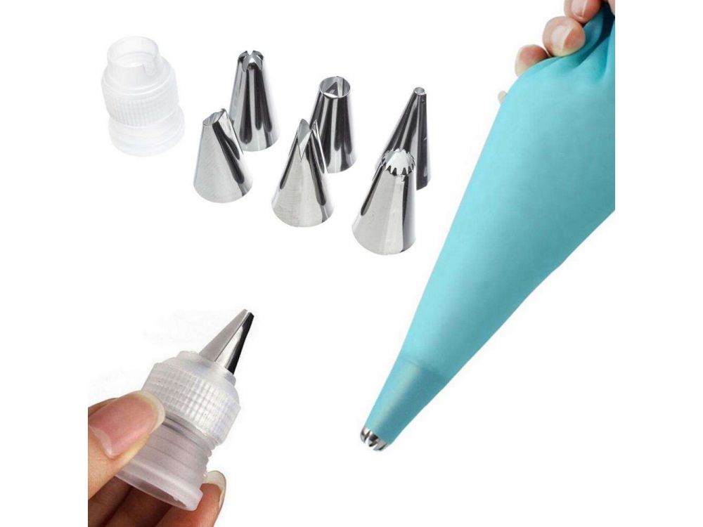 Set of decoration tips with a confectionery sleeve - 8 pcs.