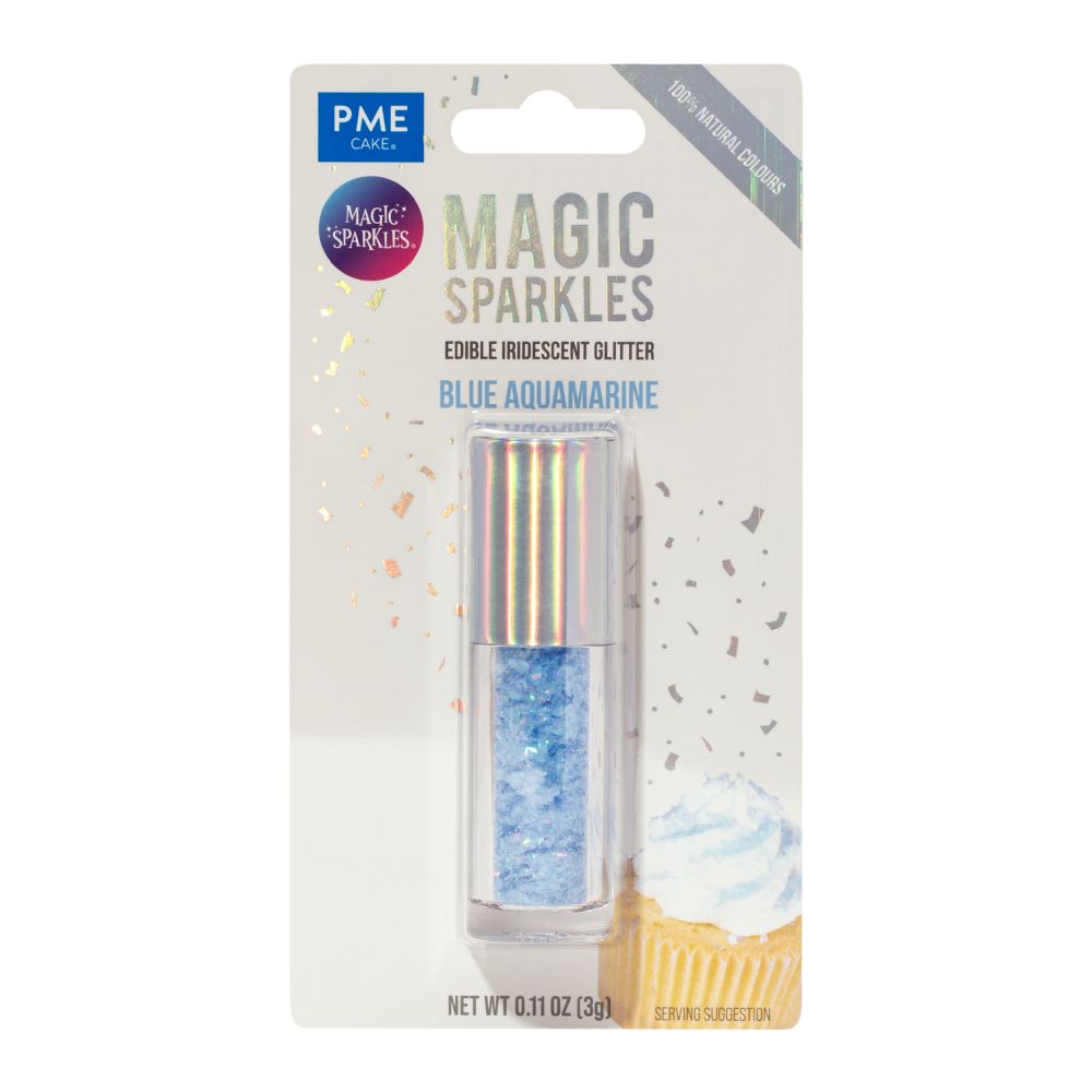 Edible glitter Magic Sparkles - PME - Blue Aquamarine, 3 g