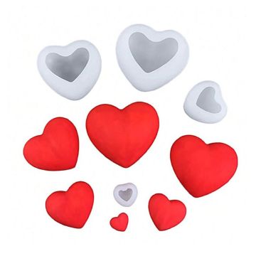 Foremki silikonowe do monoporcji - serca, 6 szt.