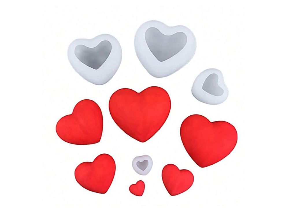 Silicone molds - hearts, 6 pcs