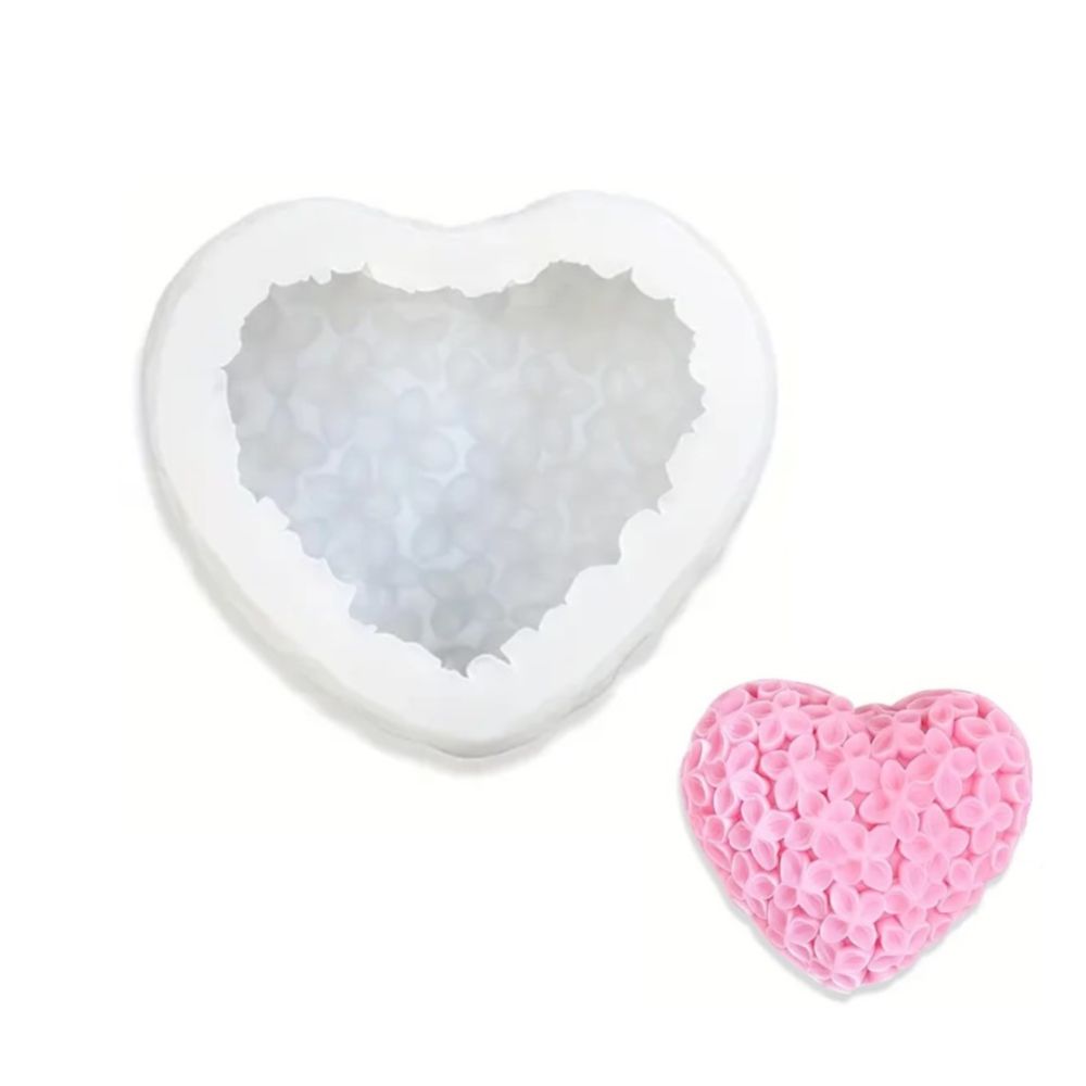 Silicone mold - floral heart, 8 x 9 cm