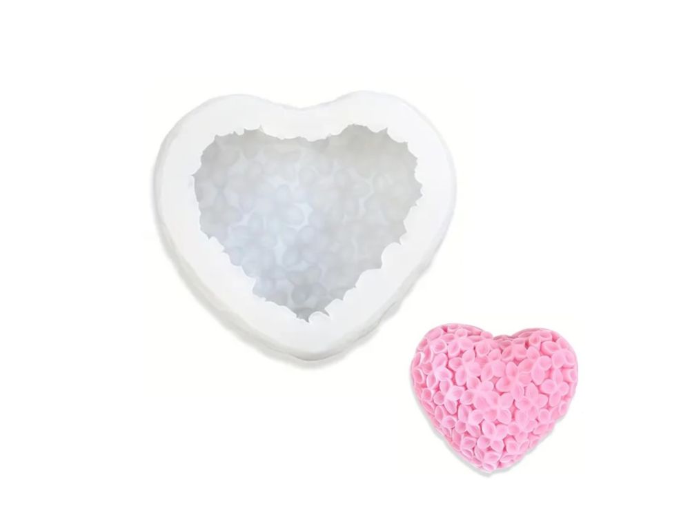 Foremka silikonowa do monoporcji - serce kwiatowe, 8 x 9 cm