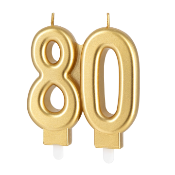 Birthday candle - number 80 golden