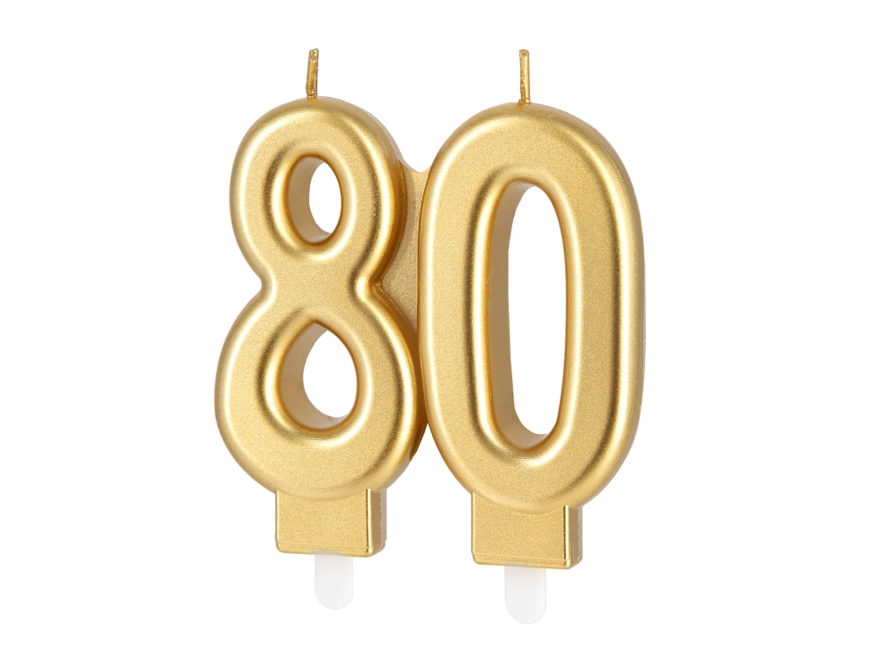 Birthday candle - number 80 golden