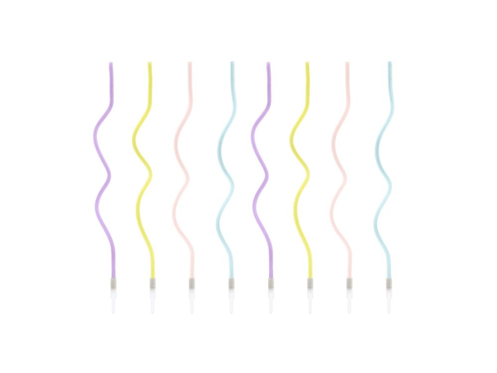 Twisted birthday candles - PartyDeco - colorful, 14 cm, 8 pcs.
