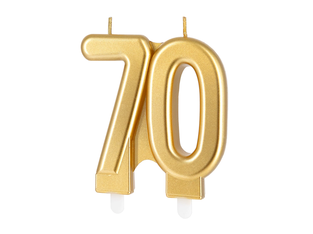 Świeczka urodzinowa - liczba 70 złota
