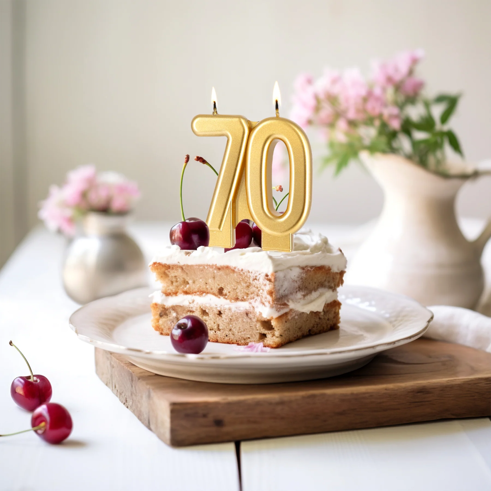 Birthday candle - number 70 golden