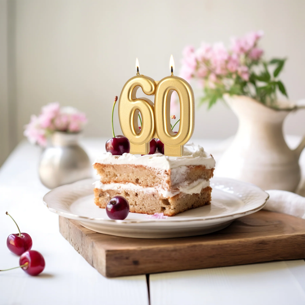 Birthday candle - number 60 golden