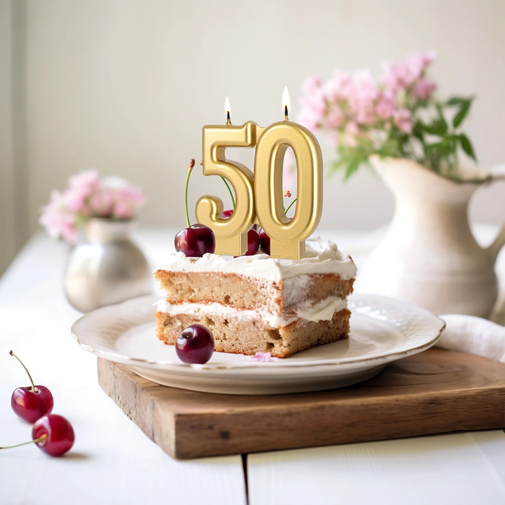 Świeczka urodzinowa - liczba 50 złota