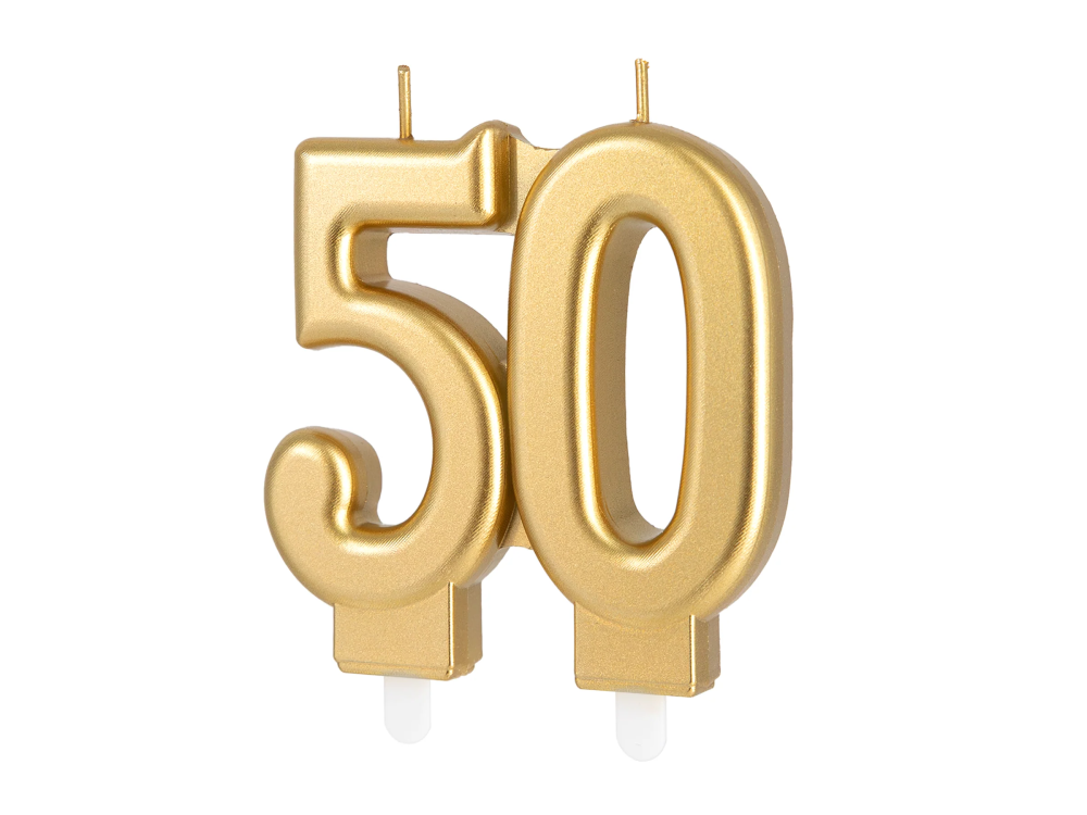 Świeczka urodzinowa - liczba 50 złota