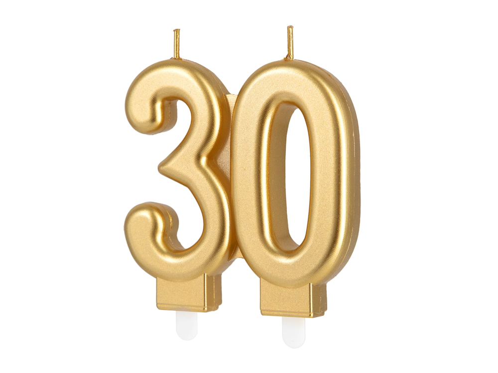 Birthday candle - number 30 golden
