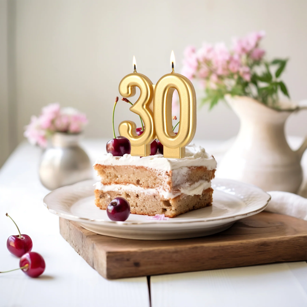 Birthday candle - number 30 golden