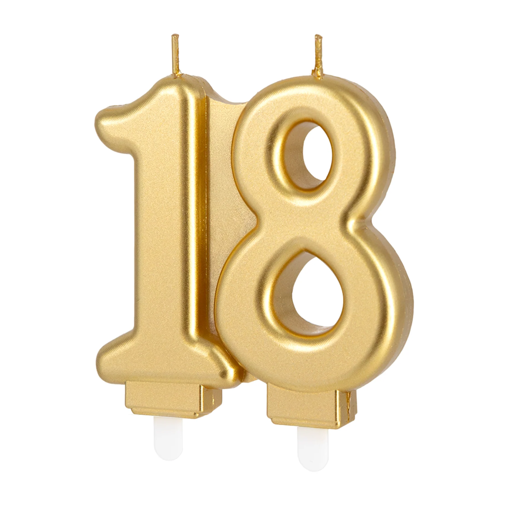 Świeczka urodzinowa - liczba 18 złota