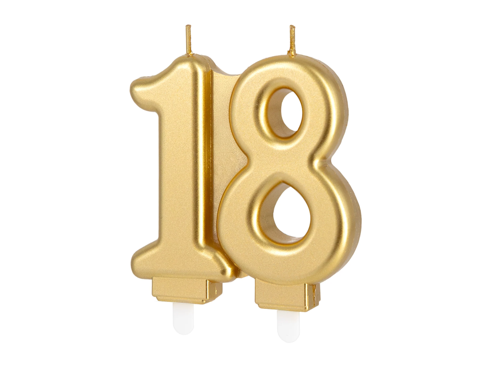 Birthday candle - number 18 golden