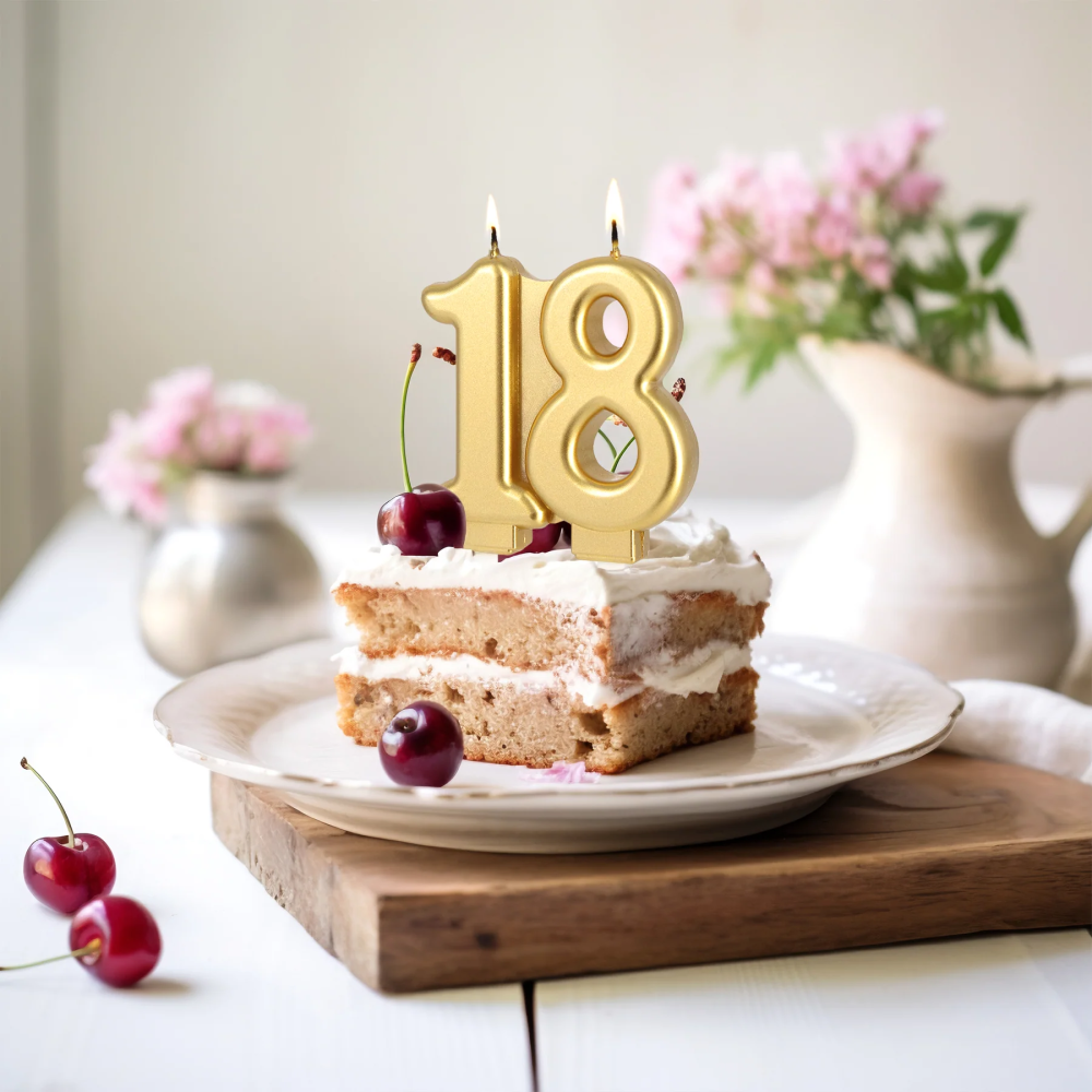 Świeczka urodzinowa - liczba 18 złota