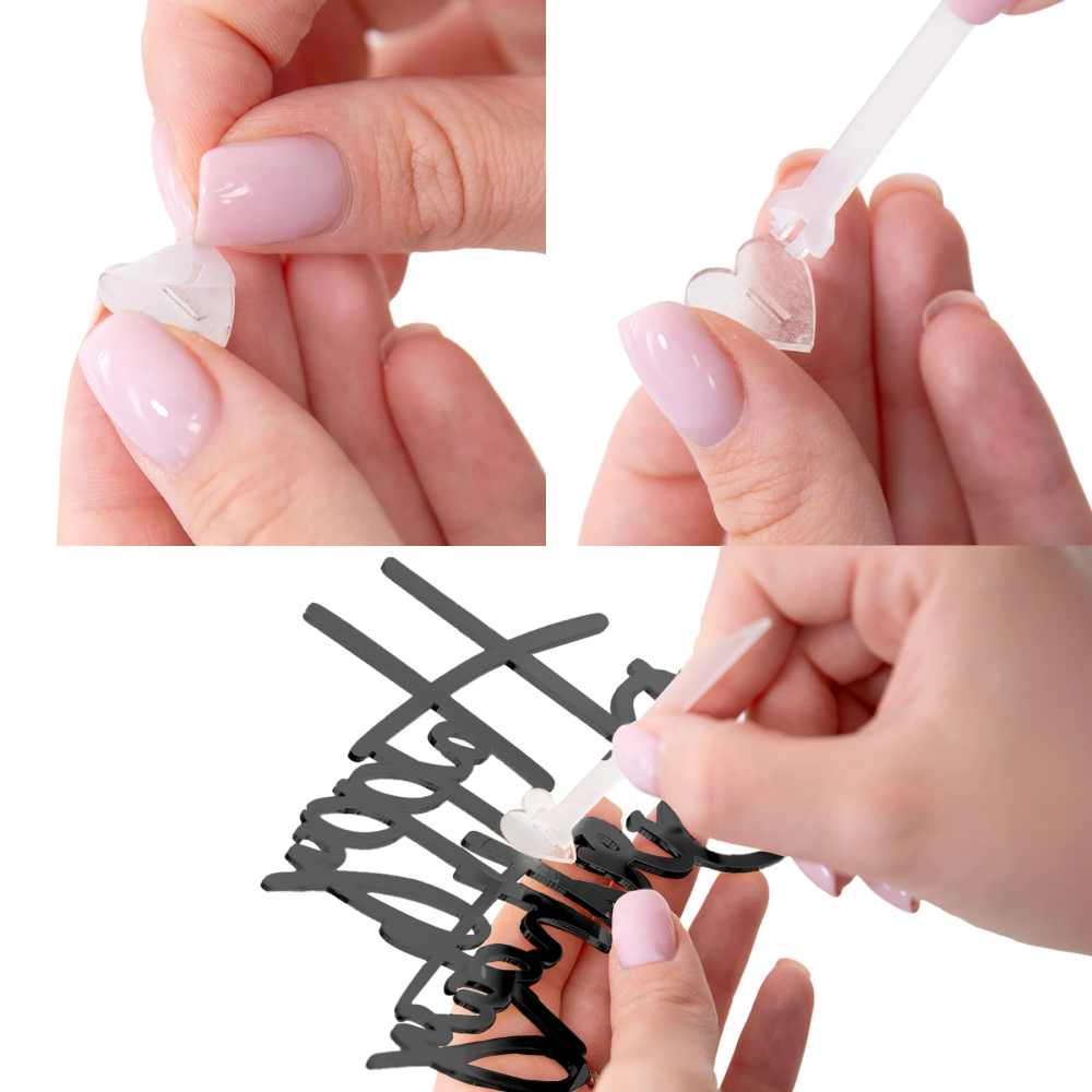 Acrylic side on topper Happy Birthday - black