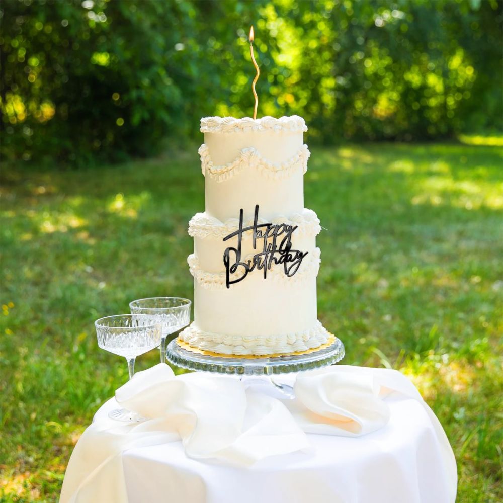 Acrylic side on topper Happy Birthday - black
