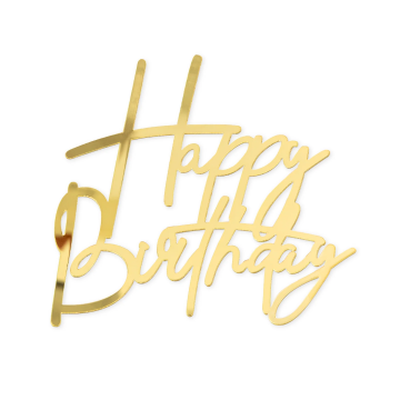 Acrylic side on topper Happy Birthday - golden