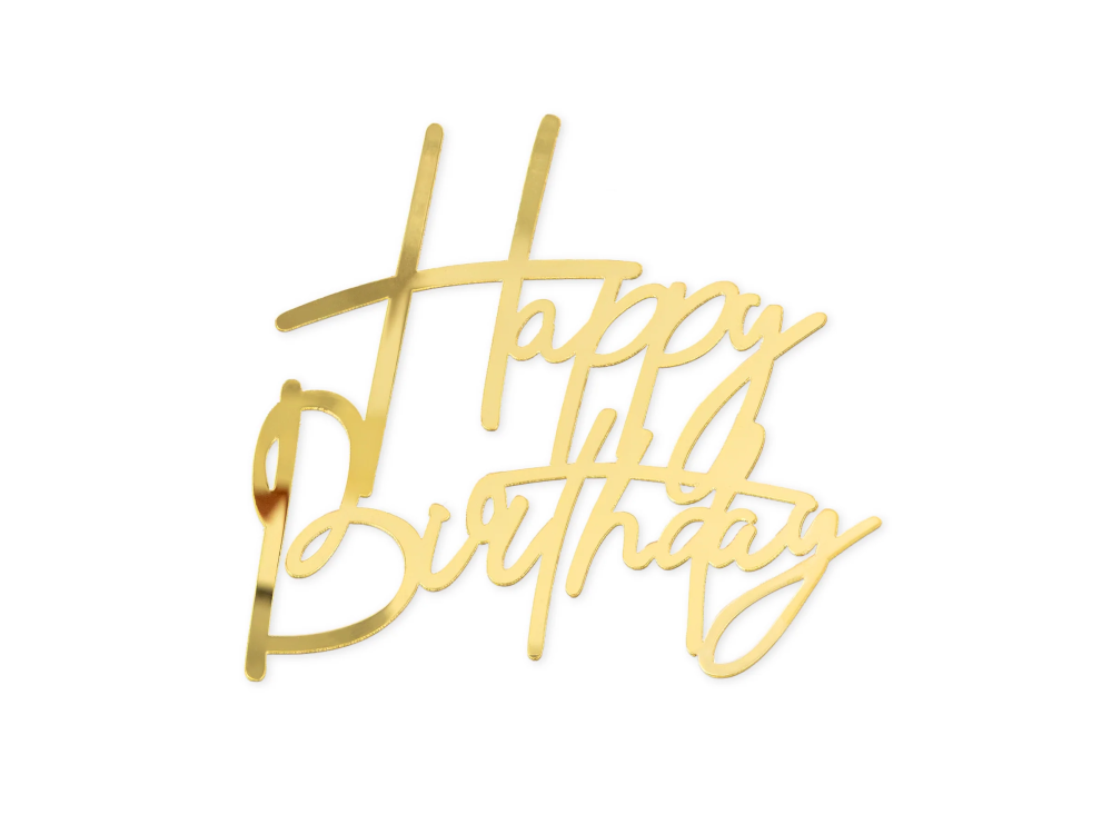 Acrylic side on topper Happy Birthday - golden